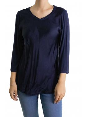 Blusa girocollo con manica 3/4 